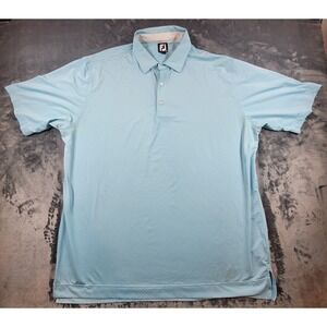 Footjoy Polo Shirt Mens 2XL Blue White Dotted Golf Logo Men's